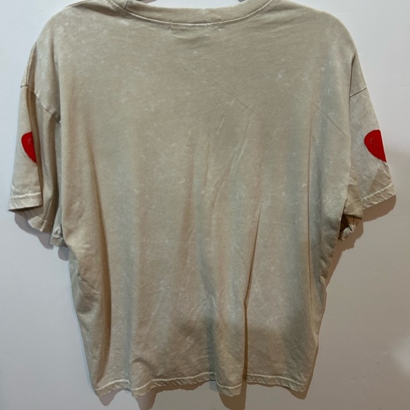 Vine and Valley Beige New York Burnout soft Brooklyn CherryT-Shirt M - Picture 2 of 4